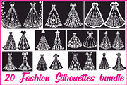 Fashion Dress Silhouette Bundle, an Illustration by BIPLOB EXPERT (Thumbnail 1 of 21)