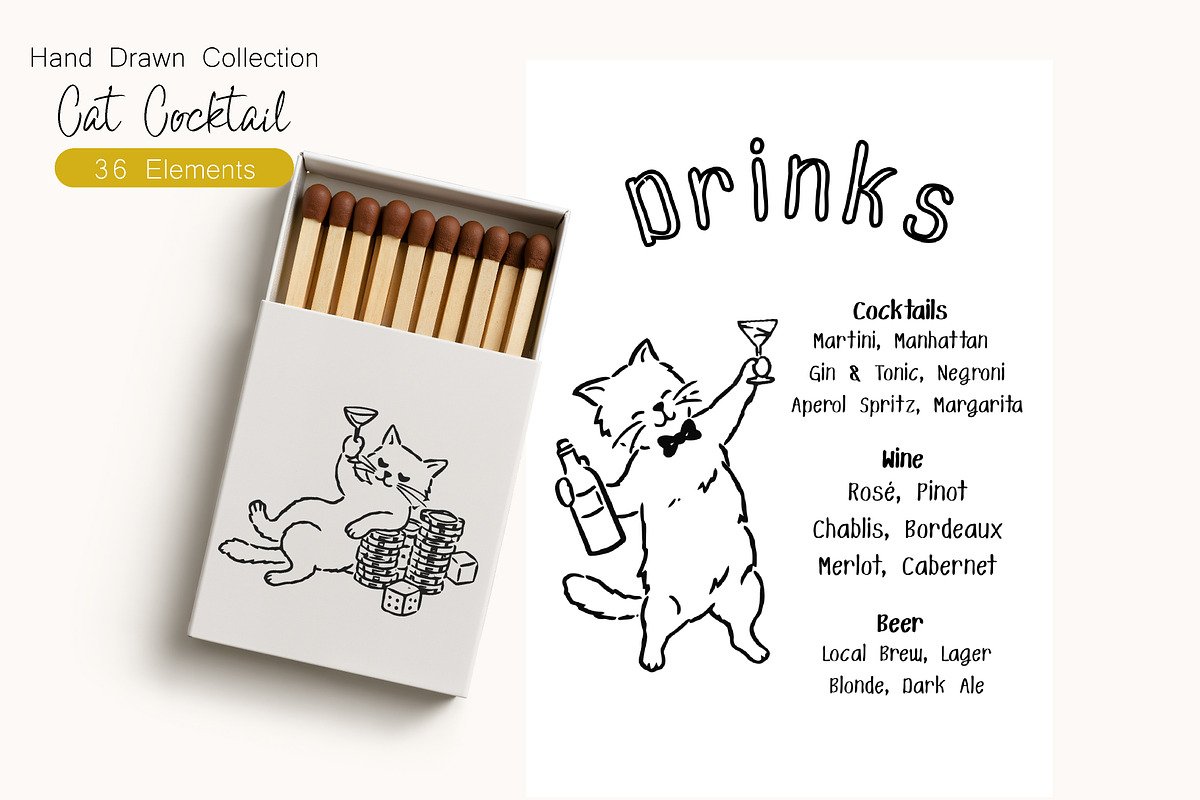 Funny Cocktail Cats Clipart Set, an Animal Illustration by DreamoraArt (Photo 4 of 7)