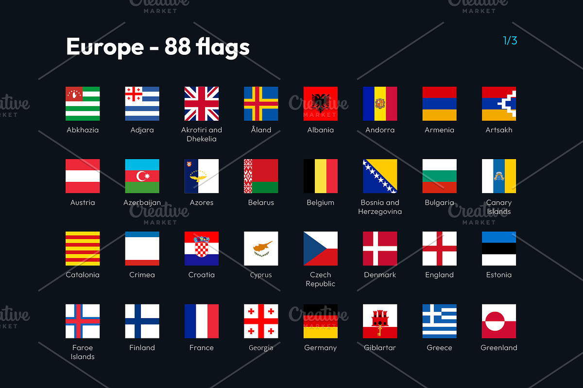 Flags of Europe Vector Square Icons, an Icon by bvcreates (Photo 2 of 5)