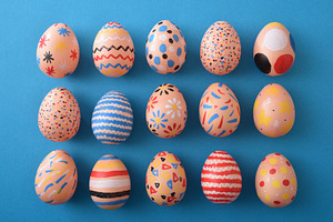 Assorted Hand-Painted Easter Eggs Flat Lay, a Holiday Photo by Davizro's Market