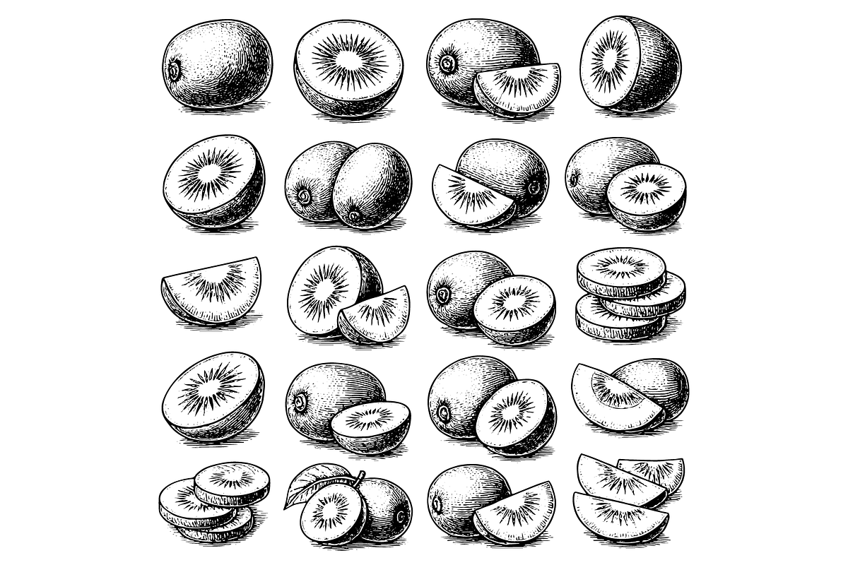 Kiwi Fruit Clipart Set, an Object Graphic by RT Studio