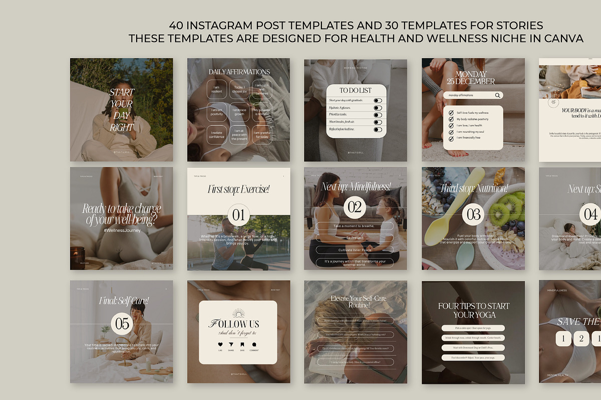Health & Wellness Instagram Template, a Social Media Template by Design By Hira (Photo 4 of 6)