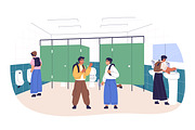 People using public toilets, WC set, a Person Illustration by Good Studio (Thumbnail 5 of 7)