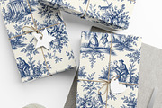 Blue Floral Toile Seamless Pattern, a Pattern Graphic by elfy creative (Thumbnail 4 of 7)