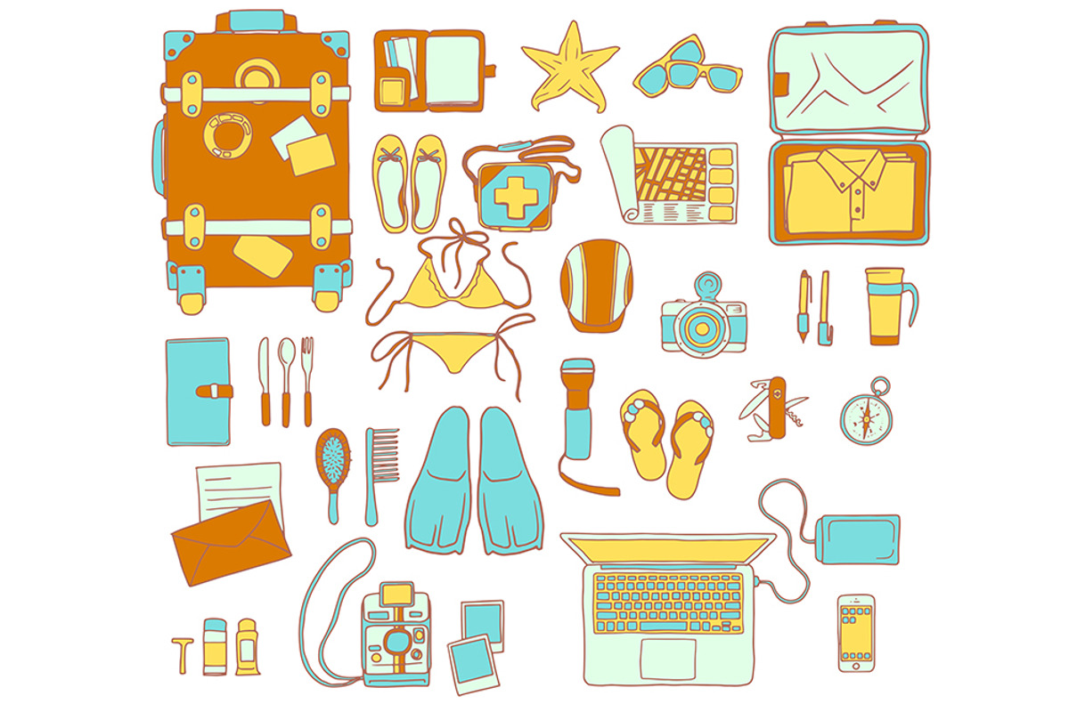 Travel Stuff Tourism Vacation, an Illustration by LW