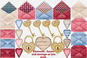 Valentines Roses watercolor clipart., a Seasonal Illustration by Happy Sloth Graphics (Thumbnail 4 of 12)