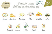 Watercolor cheese vector set, a Food Illustration by miminoshka (Thumbnail 2 of 10)