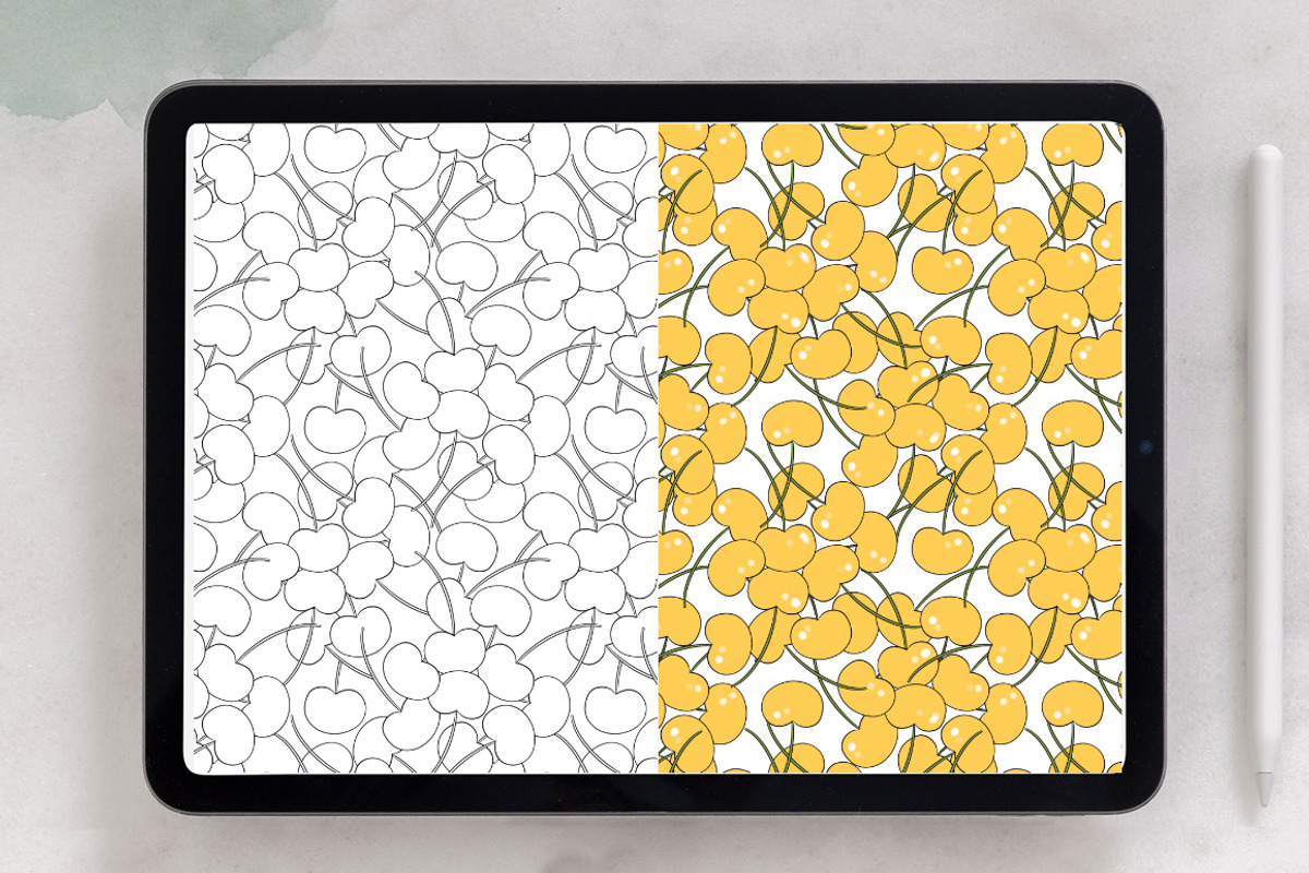 Fruit & Vegetable Pattern Brushes, a Brush Add-On by Mari_Caliart (Photo 2 of 14)