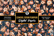 Cowgirl Denim Pumpkin Digital Paper, a Pattern Graphic by Creative Store (Thumbnail 3 of 5)