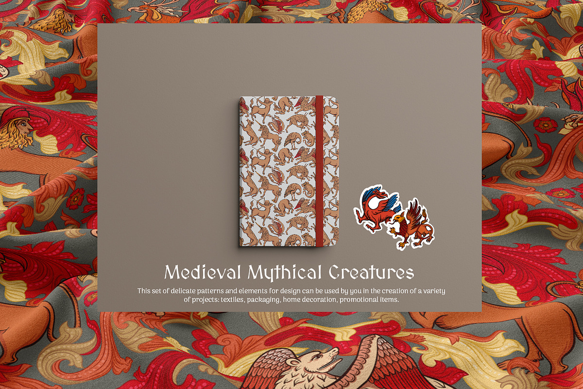Medieval Mythical Creatures, a Pattern Graphic by Elen-Lane (Photo 4 of 9)