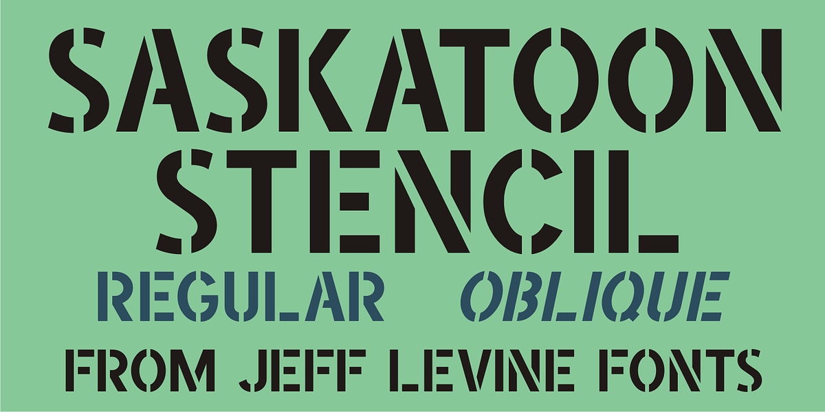 Saskatoon Stencil JNL, a Sans Serif Font by Jeff Levine Fonts