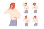 Sick girl sneezing, coughing, a Healthcare Illustration by Good Studio (Thumbnail 1 of 3)