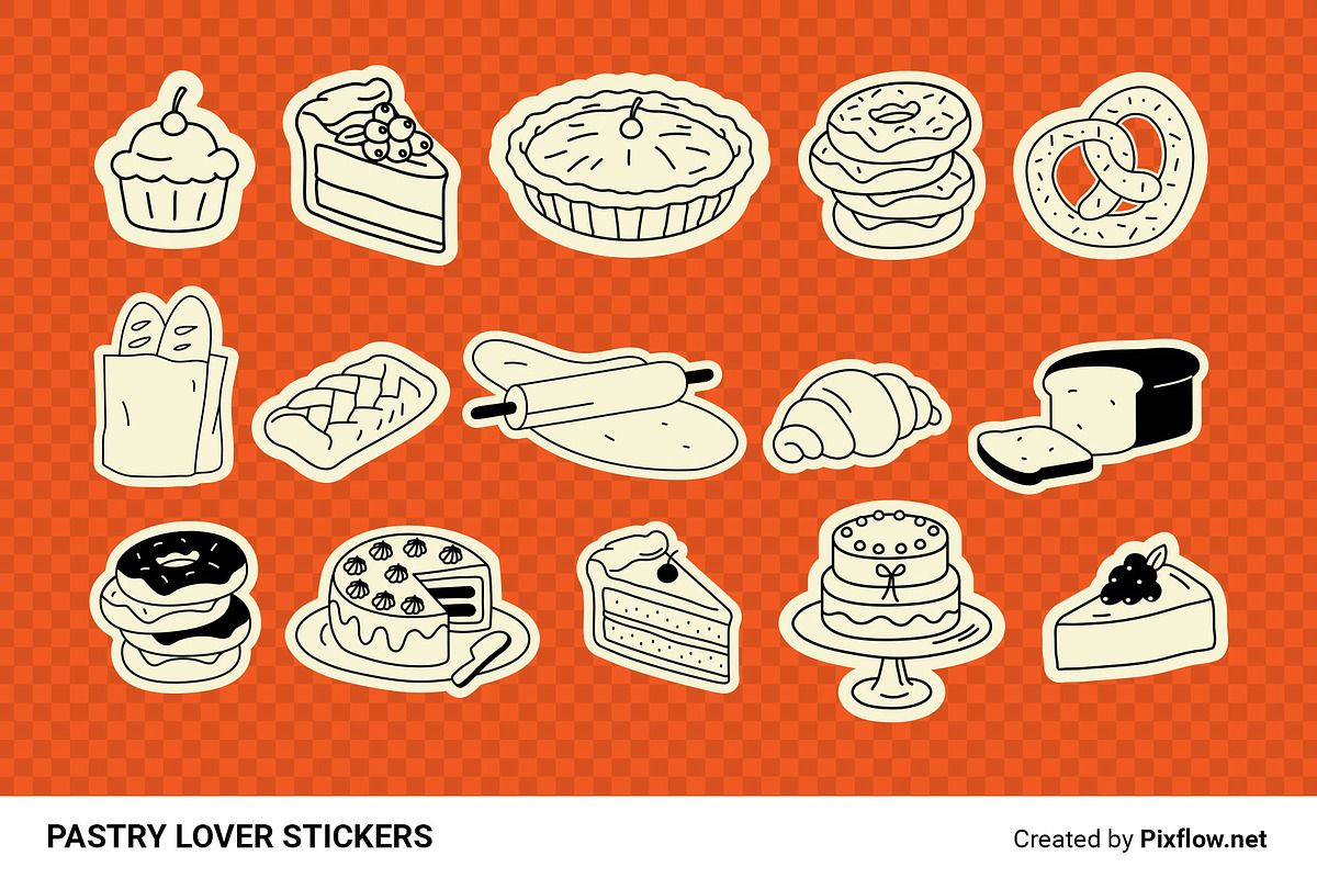 Pastry Lover Stickers, a Solid Icon by Pixflow (Photo 5 of 6)