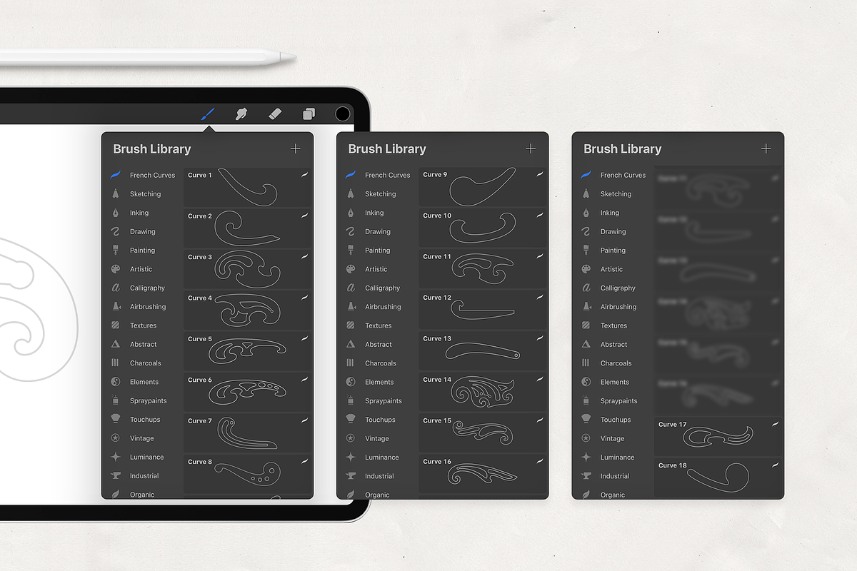 French Curves & Guides for Procreate, a Brush Add-On by Jinro (Photo 4 of 8)