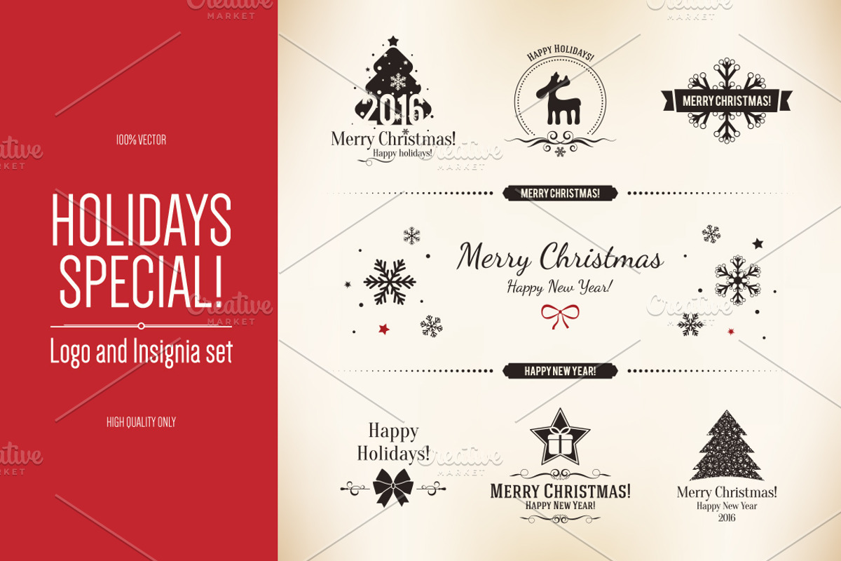 6 Christmas and New Year symbols, a Branding & Logo Template by Restaurant Menu & Logos