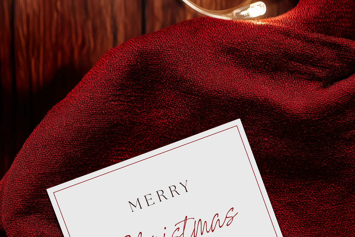 Square X-mas Greeting Card Mockup, an Advertising Mockup by Serenefeeling (Photo 3 of 7)