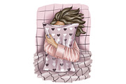 Sleeping girl, png clip-art, a Person Illustration by KupalinaArt (Thumbnail 3 of 8)