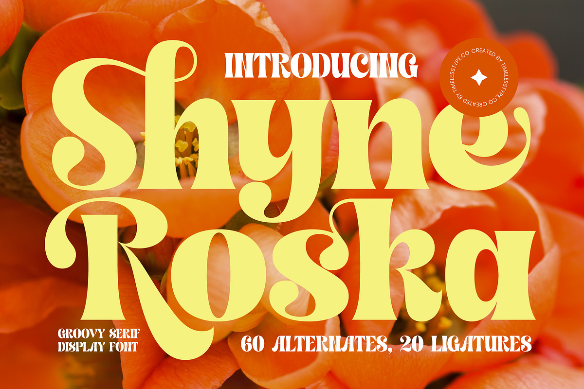 Shyne Roska Groovy Retro Serif, a Serif Font by timelesstype.co (Photo 1 of 20)