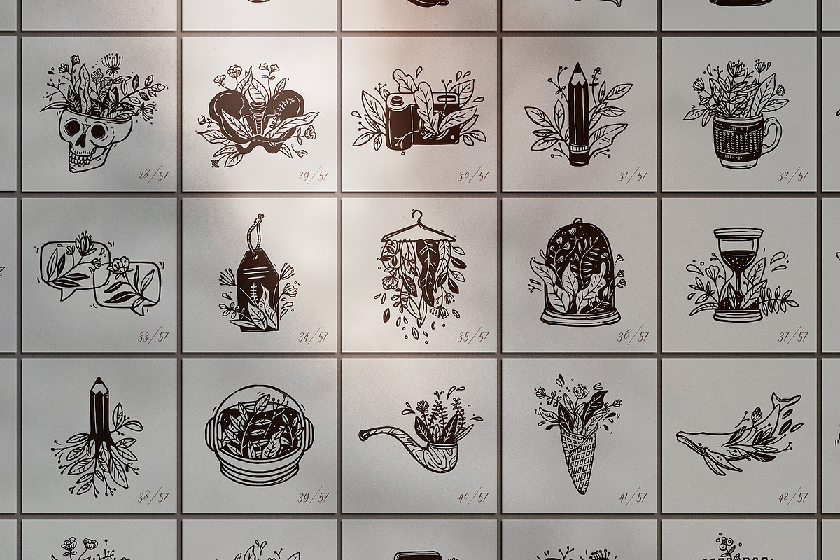 Magic Floral Icons, a Decorative Illustration by alexrockheart (Photo 3 of 10)