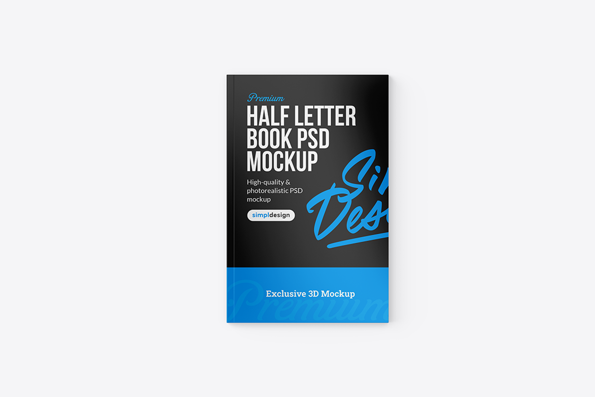 Half Letter Soft Cover Book Mockup, a Books & Magazine Mockup by SimplDesign (Photo 3 of 13)