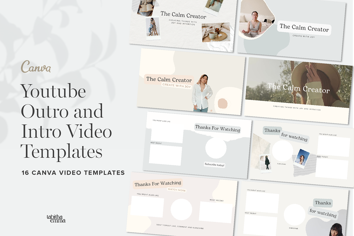 Youtube Intro Outro Canva Template, a Marketing Template by Tabitha Emma (Photo 1 of 7)