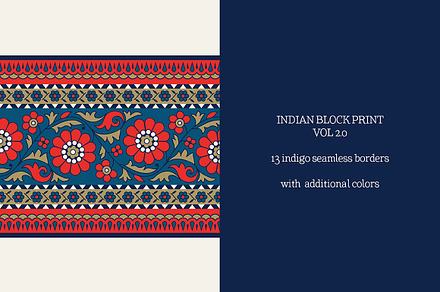 Blue Indian Block Print: Border Vol2