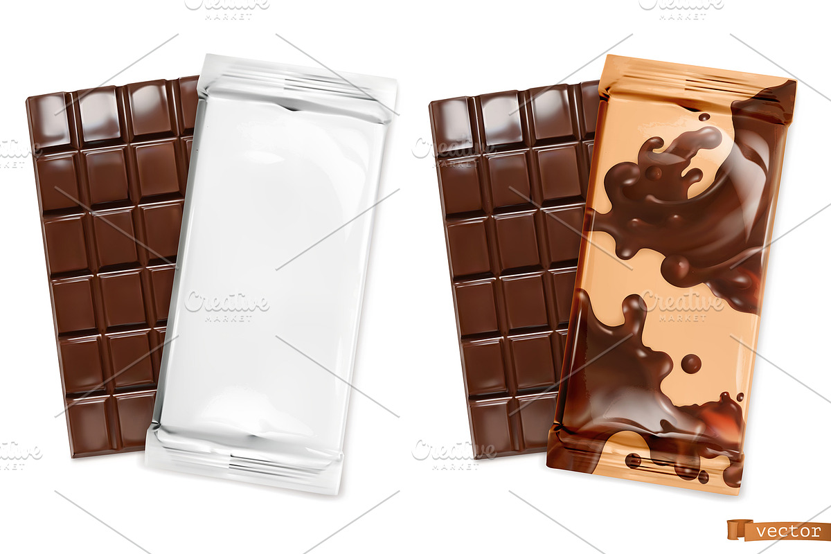 Chocolate bar, packaging, vector set, an Icon by Allevinatis Studio (Photo 1 of 4)