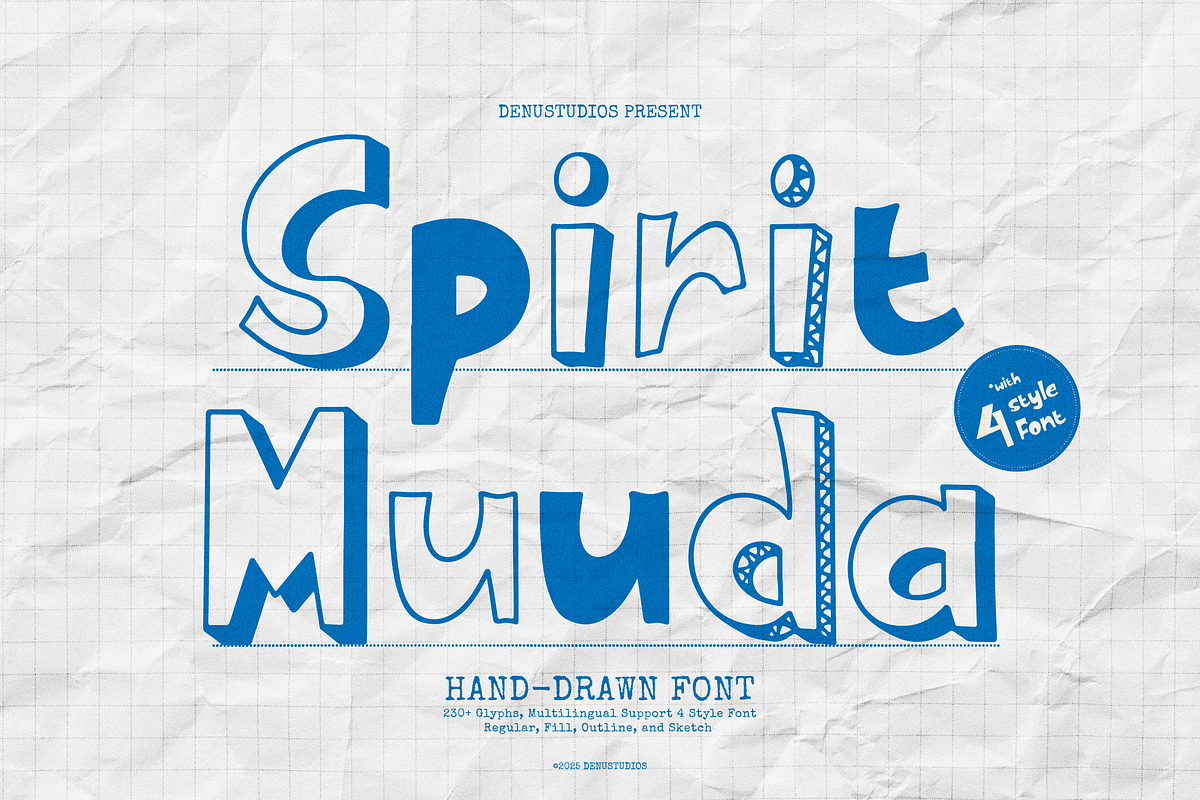Spirit Muuda | Hand Drawn Font, a Handwritten Font by Denustudios (Photo 1 of 12)