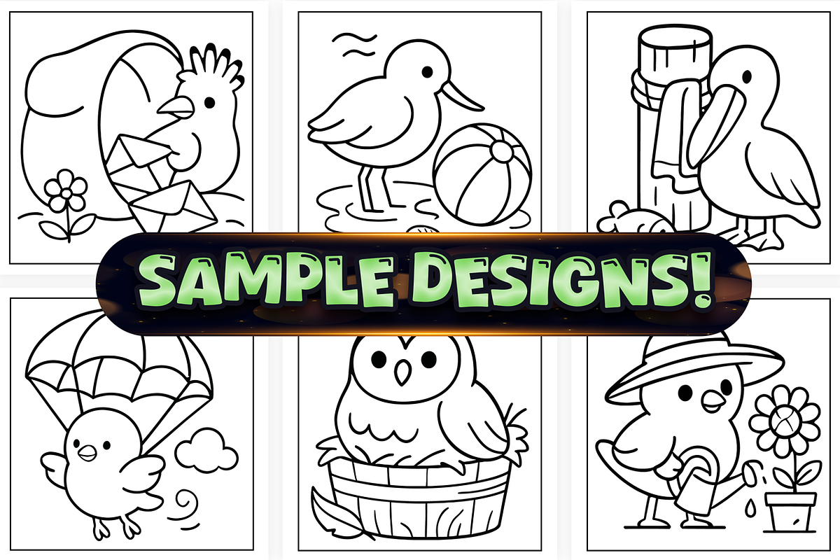Bold Easy Cute Bird Coloring Pages, an Animal Illustration by Craftsbeefy (Photo 3 of 4)