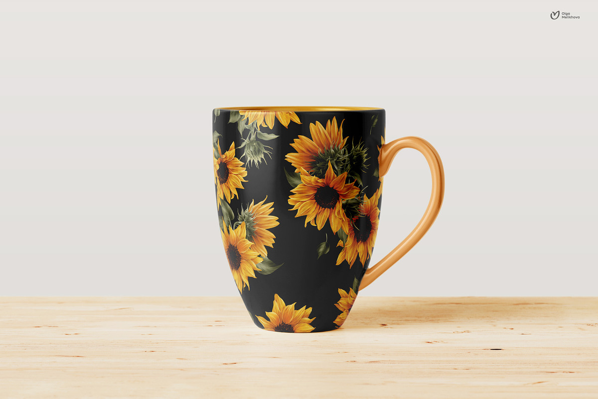 Sunny sunflowers, watercolor flowers, a Texture Illustration by ollalya (Photo 12 of 16)