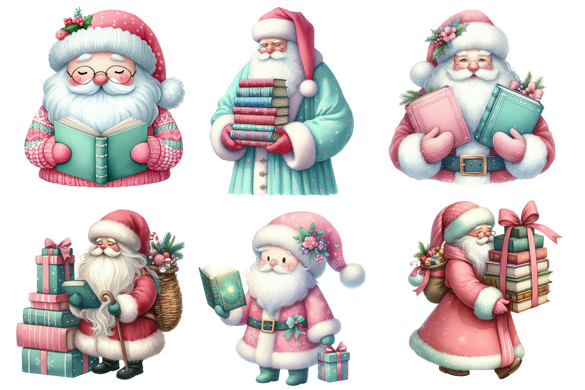 Santa Love Reading Clipart, an Illustration by Designworld (Photo 3 of 6)