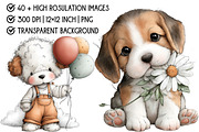 Watercolor Puppies Clipart, an Illustration by Pixels.Craft (Thumbnail 4 of 6)