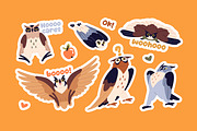 Cute, funny owls sticker pack, an Animal Illustration by PaperTrident (Thumbnail 3 of 3)