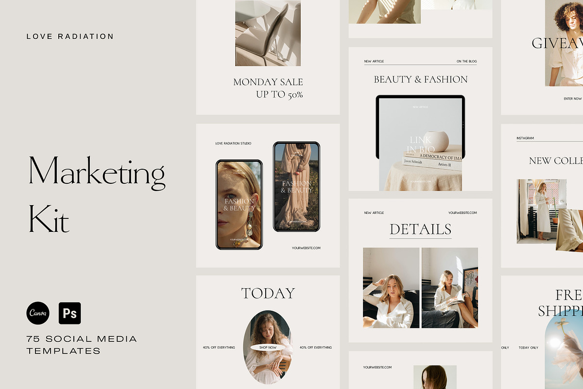 BUNDLE Instagram Templates Canva PS, a Social Media Template by Love Radiation Studio (Photo 6 of 13)