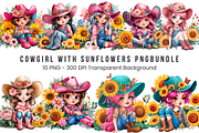 Cowgirl with Sunflowers PNG Clipart, a Graphic by Clipart Bloom (Thumbnail 1 of 13)