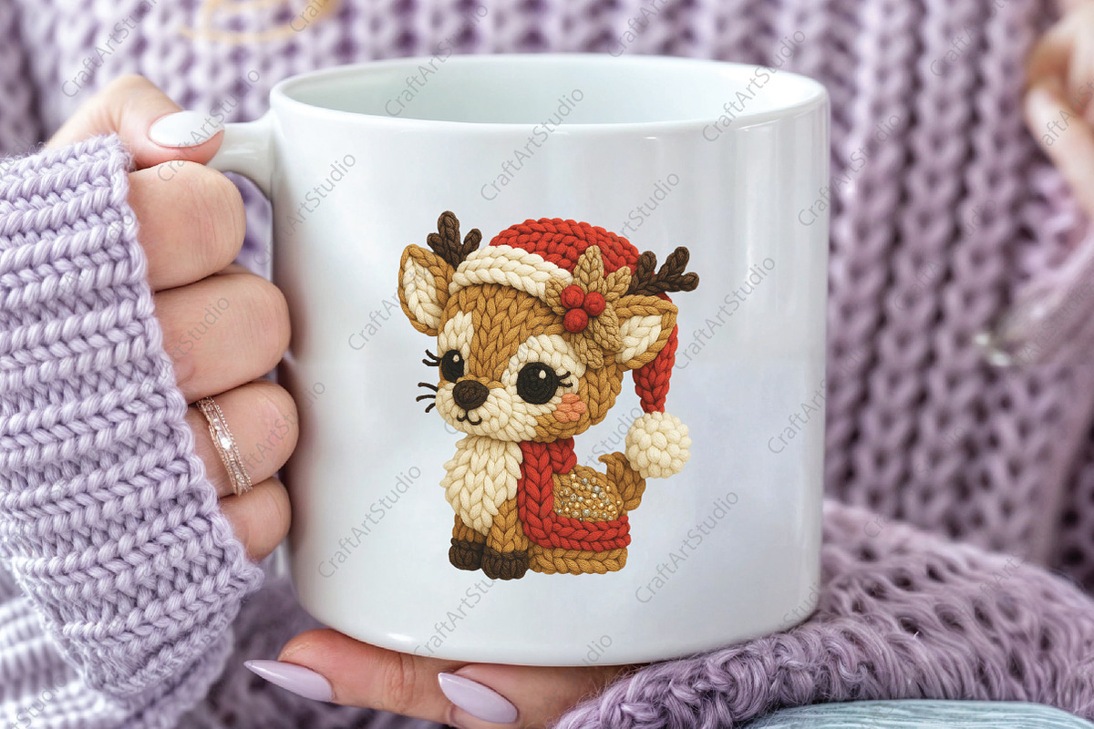 Christmas Reindeer Crochet PNG, an Illustration by CraftArtStudio (Photo 2 of 4)