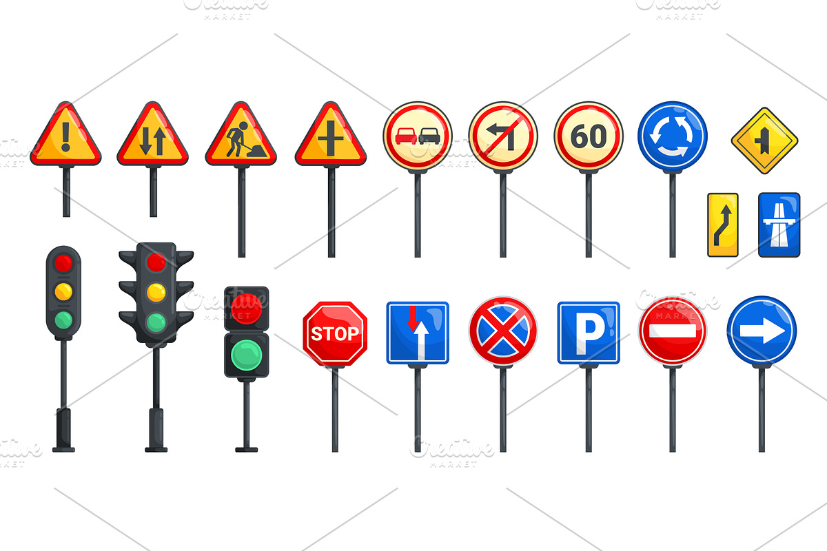 Cartoon traffic elements. Street, a Transportation Illustration by Stock-Smart-Start