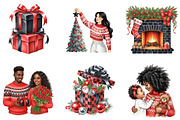 Cozy Family Christmas Clipart, an Illustration by DreamArtGraphic (Thumbnail 3 of 4)