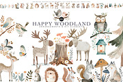 watercolor woodland animal clipart, an Animal Illustration by Pink Studio Art (Thumbnail 1 of 14)