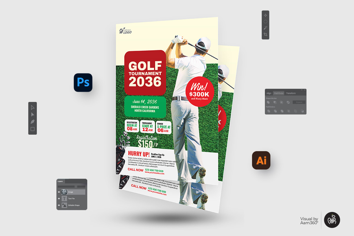 Golf Tournament Flyer Template, a Flyer Template by Aam360 (Photo 2 of 3)