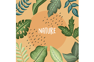 nature lettering with leafs, an Illustration by studiogstock