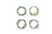 Watercolor wreath with green flowers, a Decorative Illustration by SketchArtStudio (Thumbnail 3 of 4)