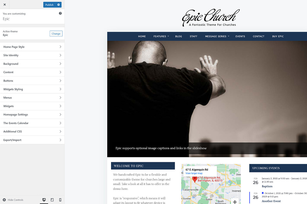 Epic Church - WordPress Theme, a WordPress Template by Organized Themes (Photo 2 of 6)