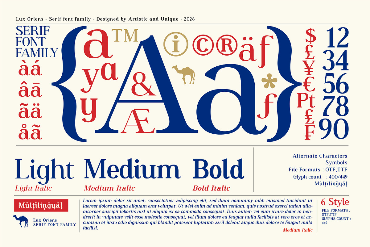 Lux Oriens - Serif Font Family, a Serif Font by Artistic & Unique (Photo 6 of 15)