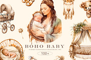 Boho Baby , Watercolor clipart, a Decorative Illustration by Hello My Print (Thumbnail 1 of 10)
