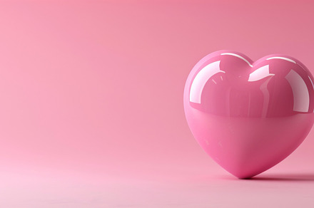 Pink glass hearts on pink background, concept of love, a Photo by Dvoevnore photos