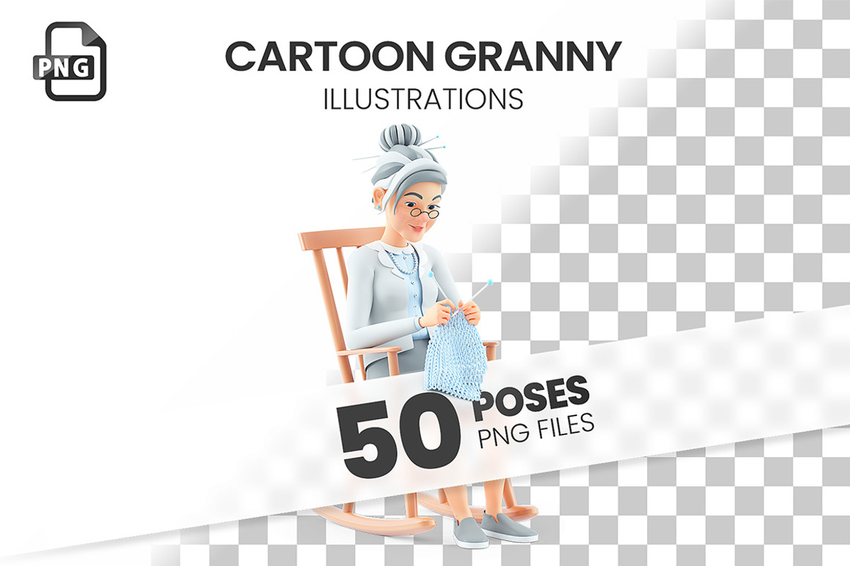 Cartoon Granny – Set of 50 Poses, a Person Illustration by 3DMask (Photo 1 of 6)