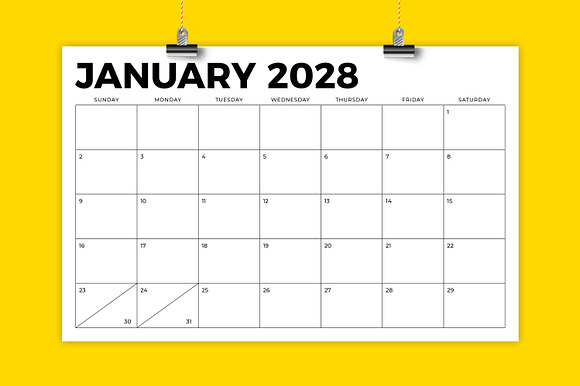 2028 11 x 17 Inch Calendar Template preview 6