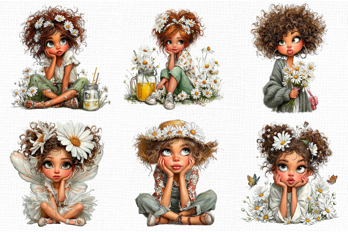 Whimsical Daisy Girl Clipart, an Animal Illustration by Libby Wishes (Photo 2 of 4)