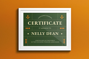 Green Yellow Art Deco Certificate, a Print Template by graphicook